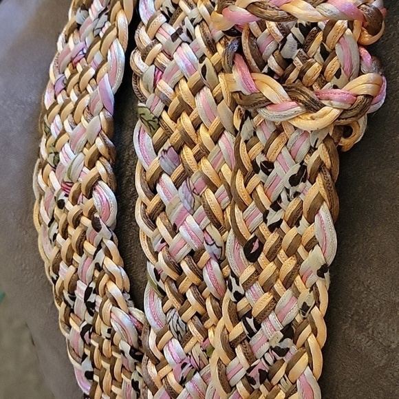 VTG Pastel Leopard Print Silk Like Thread Braided Woven Peasant Belt - Picture 3 of 6
